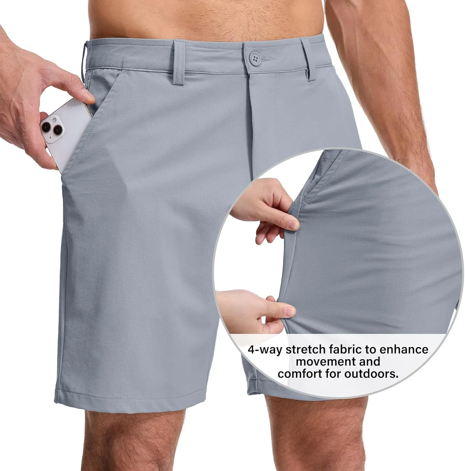 Jessie Kidden Men's Golf Shorts 7" Stretch Quick Dry Hiking Casual Lightweight Work Flat Front Dress Shorts 6 Pockets