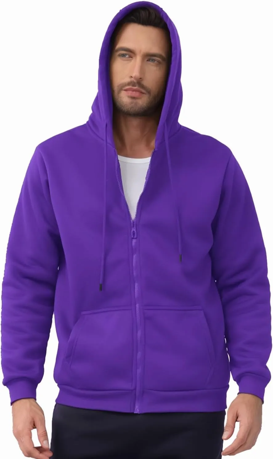 JIHUILAI Men's Fleece Hoodies with Zipper Lightweight Long Sleeve Active Mens Jackets Sports Full Zip Sweatshirts, S-3XL