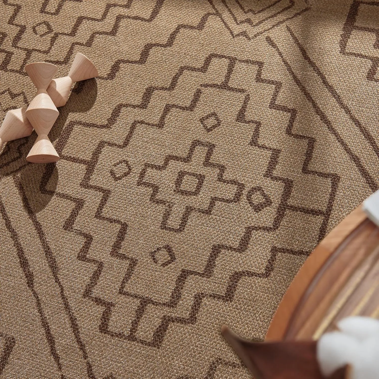 jinchan Area Rug 6x9 Recycled Boho Chic Jute Rug Indoor Outdoor Floor Cover Print Geometric Brown Accent Carpet for Living Room Bedroom Dining Room Patio Garden