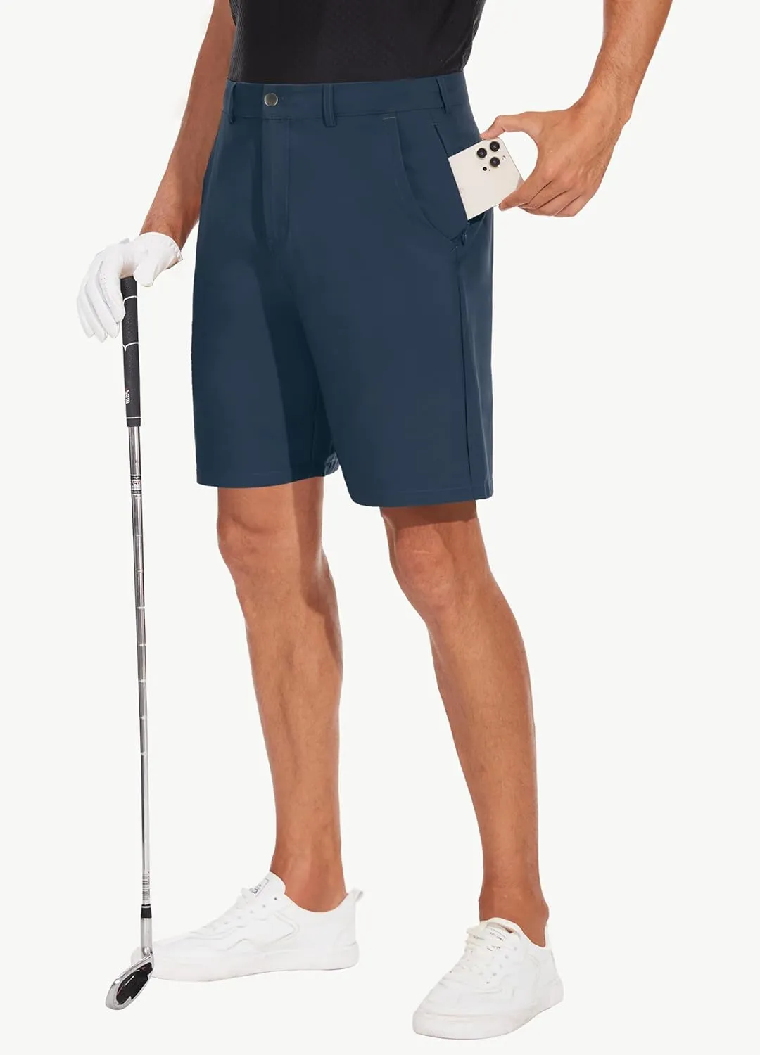 JWM Mens 7"/9" Stretch Golf Shorts - Lightweight Hybrid Casual Dress Work Flat Front Shorts with 5 Pockets Quick Dry UPF50