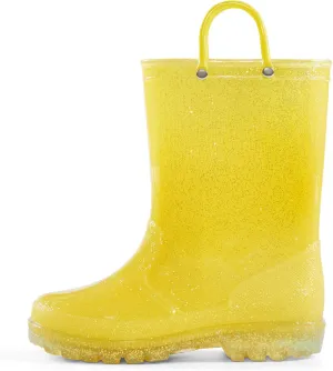 K KomForme Girls Rain Boots,Kids Glitter Waterproof Boots with Easy-on Handles