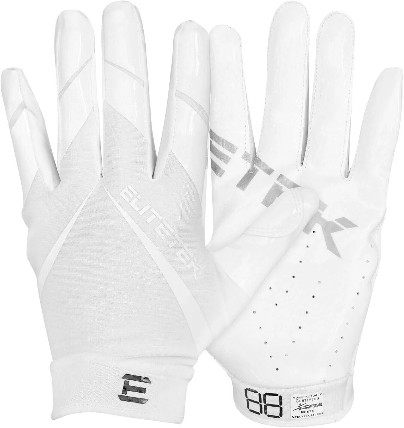 Kids RG-14 Super Tight Fitting Football Gloves - Youth Sizes - Easy Slip On Design No Wrist Strap