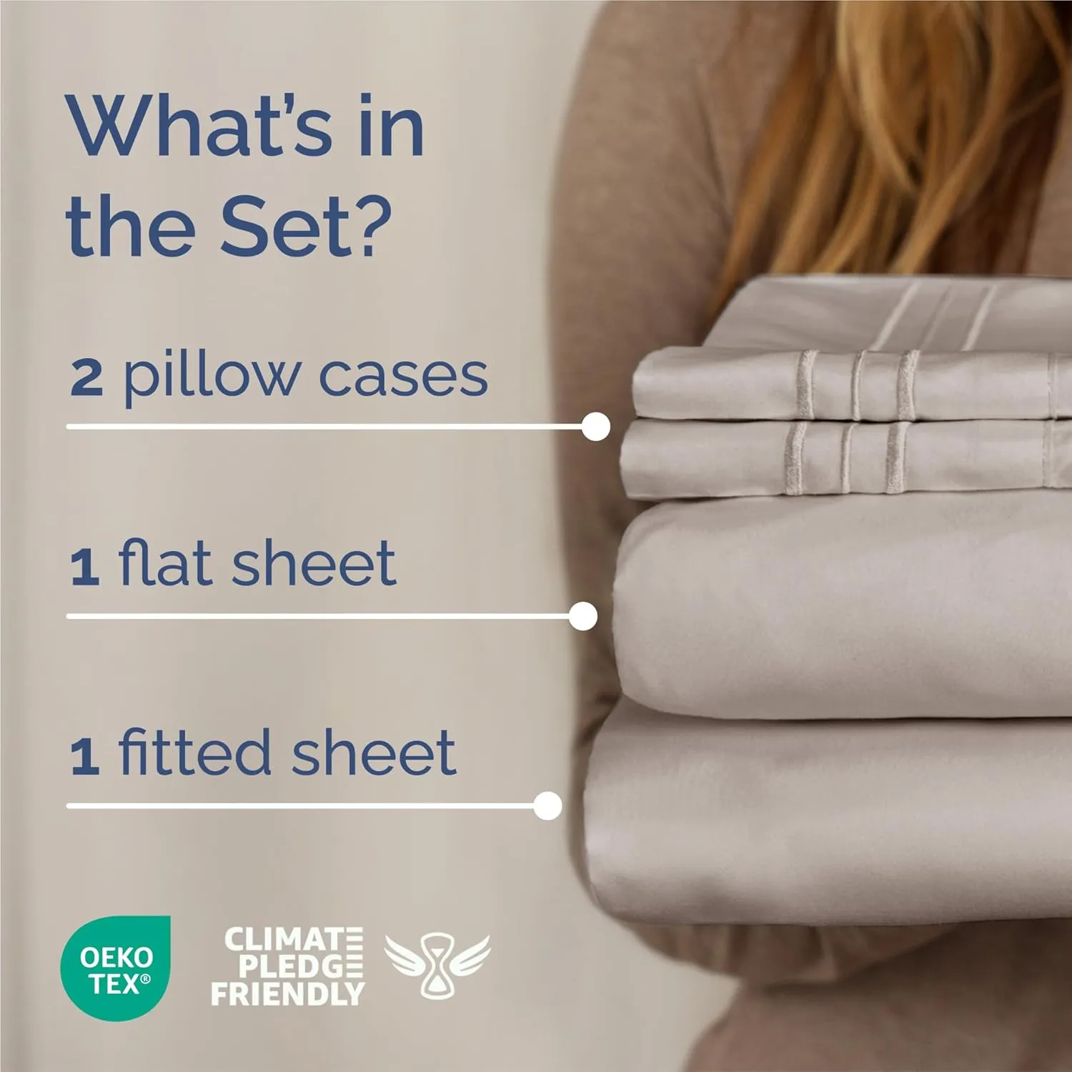 King Size 4 Piece Sheet Set - Comfy Breathable & Cooling Bed Sheets Set - Hotel Luxury Bedding for Women, Men, Kids & Teens - Deep Pockets, Easy-Fit, Super Soft & Wrinkle Free - Oeko-Tex - Light Grey