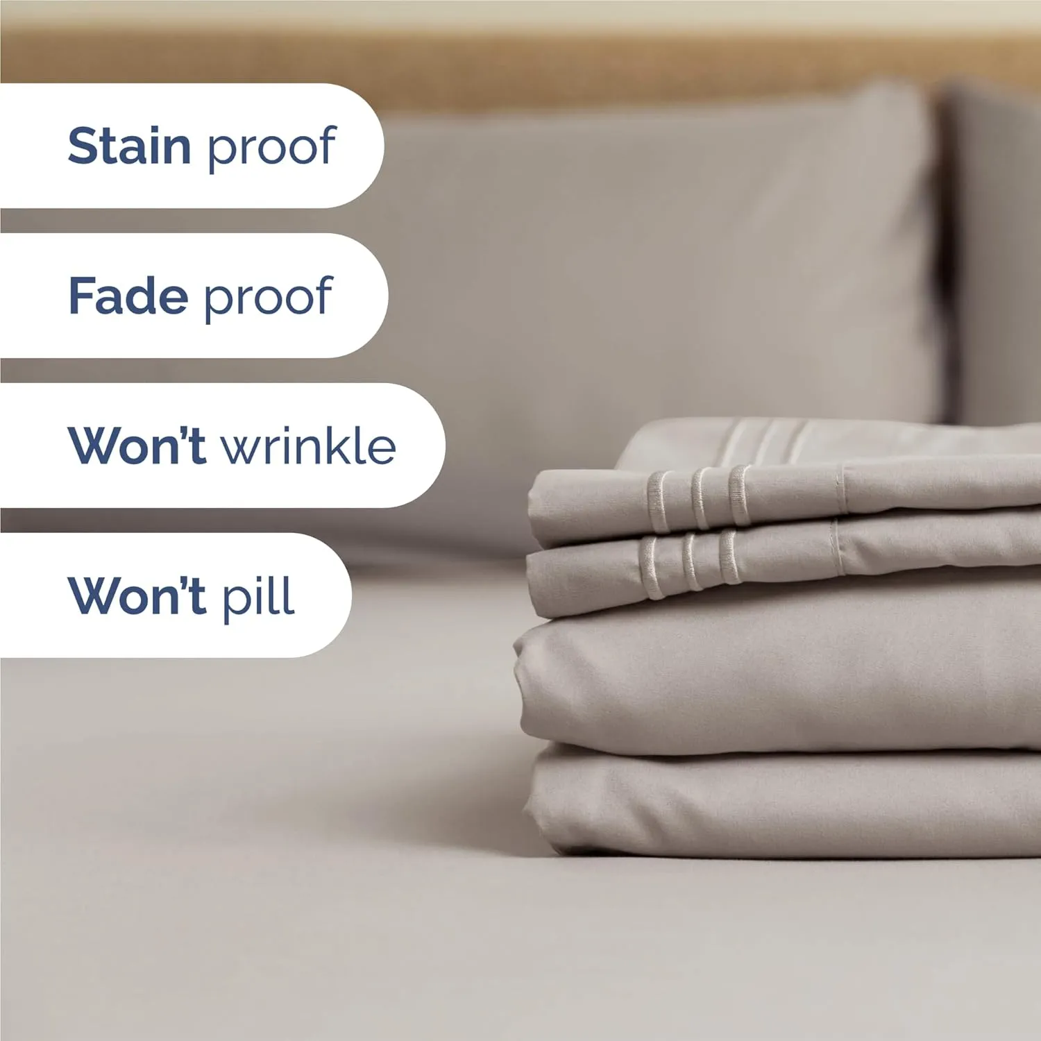 King Size 4 Piece Sheet Set - Comfy Breathable & Cooling Bed Sheets Set - Hotel Luxury Bedding for Women, Men, Kids & Teens - Deep Pockets, Easy-Fit, Super Soft & Wrinkle Free - Oeko-Tex - Light Grey