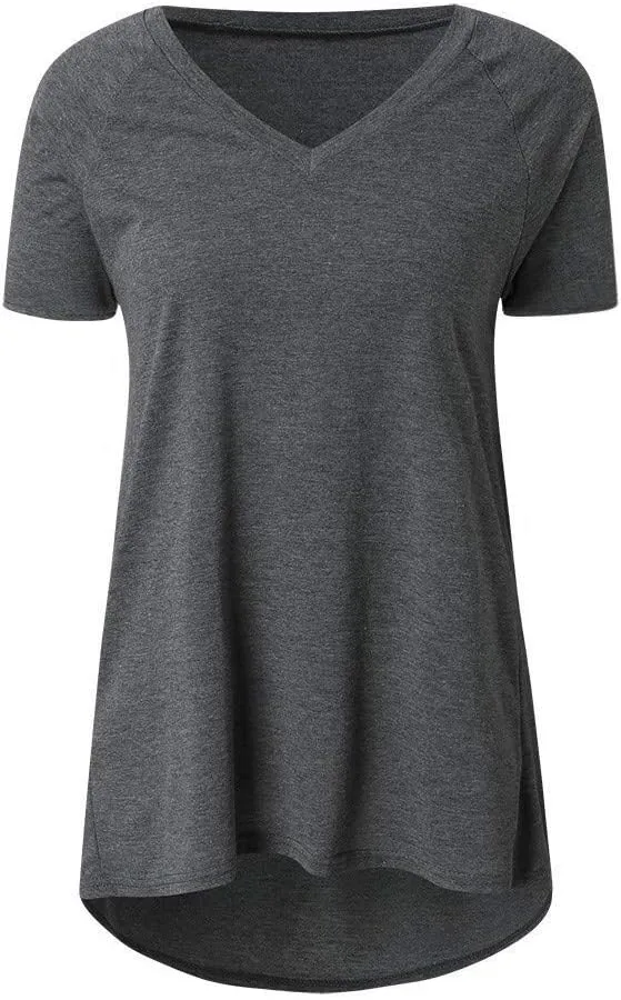 KKG Tops Tunics for Women to Wear with Leggings, Casual Loose Fit V Neck Short/Long Sleeves T Shirt