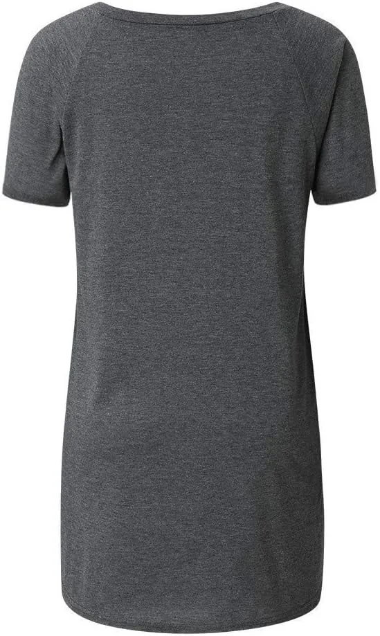 KKG Tops Tunics for Women to Wear with Leggings, Casual Loose Fit V Neck Short/Long Sleeves T Shirt
