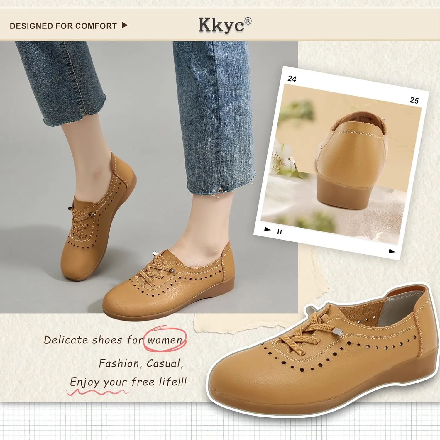 Kkyc Women's Shoes Comfy Fashion Loafers Slip on Leather Sneakers Cute Nurse Work Flats Lightweight Casual Walking Shoes