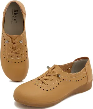 Kkyc Women's Shoes Comfy Fashion Loafers Slip on Leather Sneakers Cute Nurse Work Flats Lightweight Casual Walking Shoes