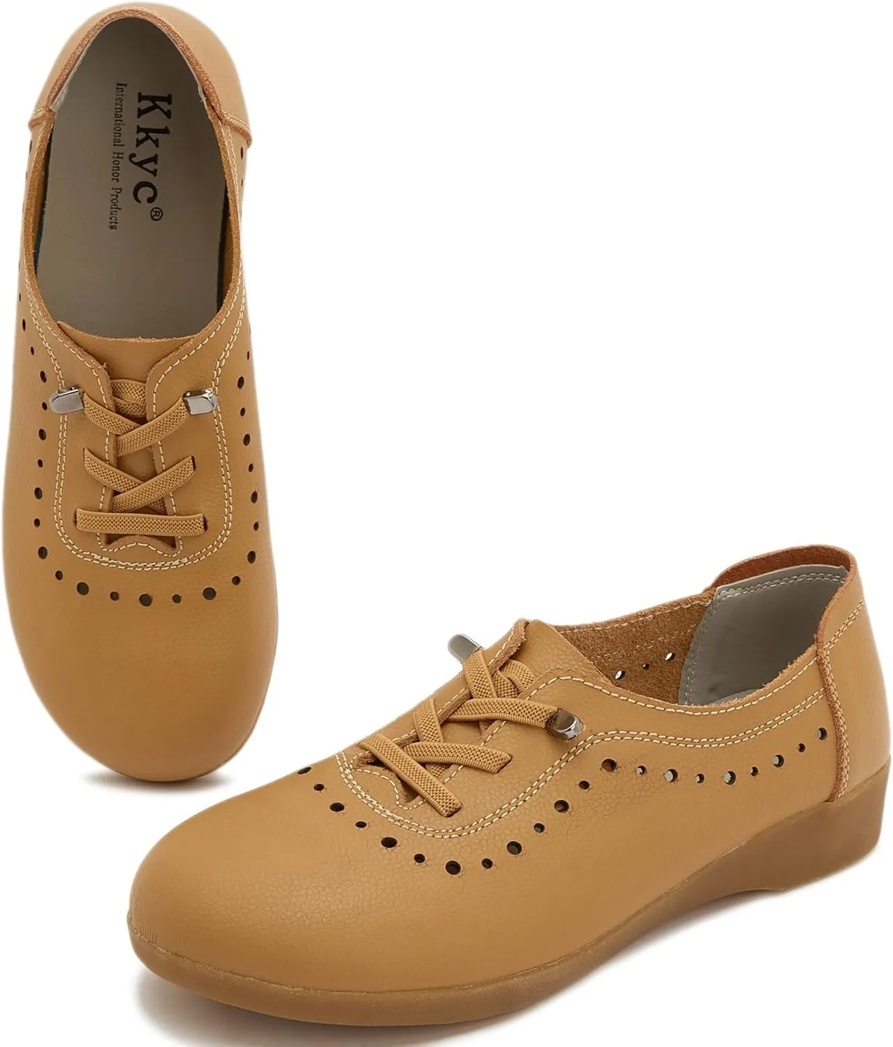 Kkyc Women's Shoes Comfy Fashion Loafers Slip on Leather Sneakers Cute Nurse Work Flats Lightweight Casual Walking Shoes