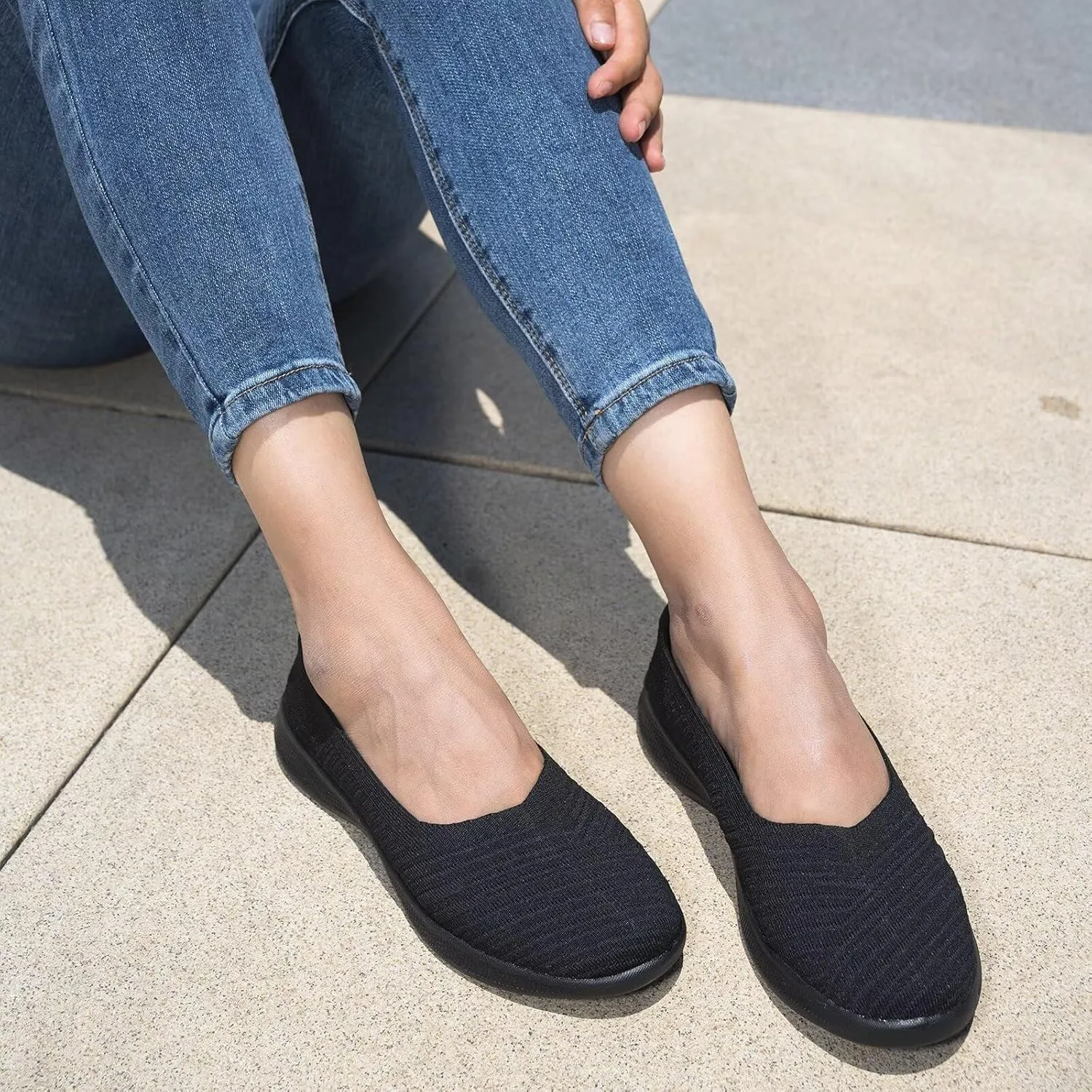 konhill Women's Slip on Loafers - Comfy Walking Tennis Low-Top Ballet Flat Nurse Shoes Casual Sneakers