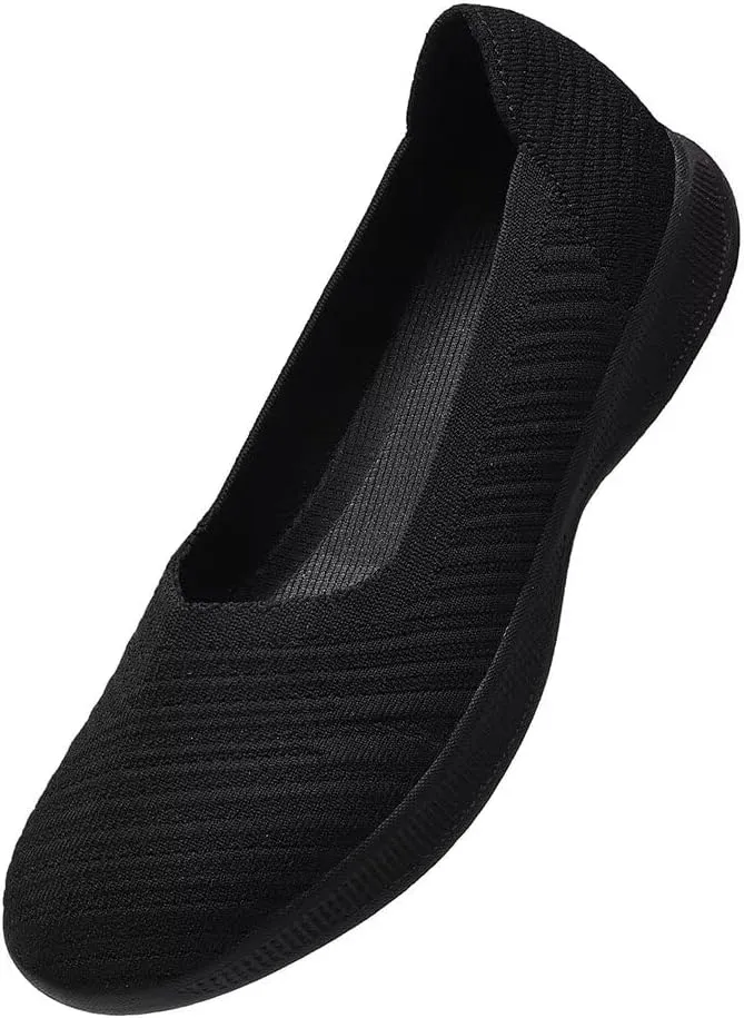 konhill Women's Slip on Loafers - Comfy Walking Tennis Low-Top Ballet Flat Nurse Shoes Casual Sneakers