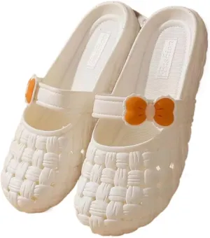 Korean Y2K Easy-Slip-on | Ins Home Trendy Hole Shoes for Every Scene | Clogs with Kawaii Bow Knots | Anti-Slip Sole Slippers for Bathroom Safety | OOTD Gift for Girls & Women