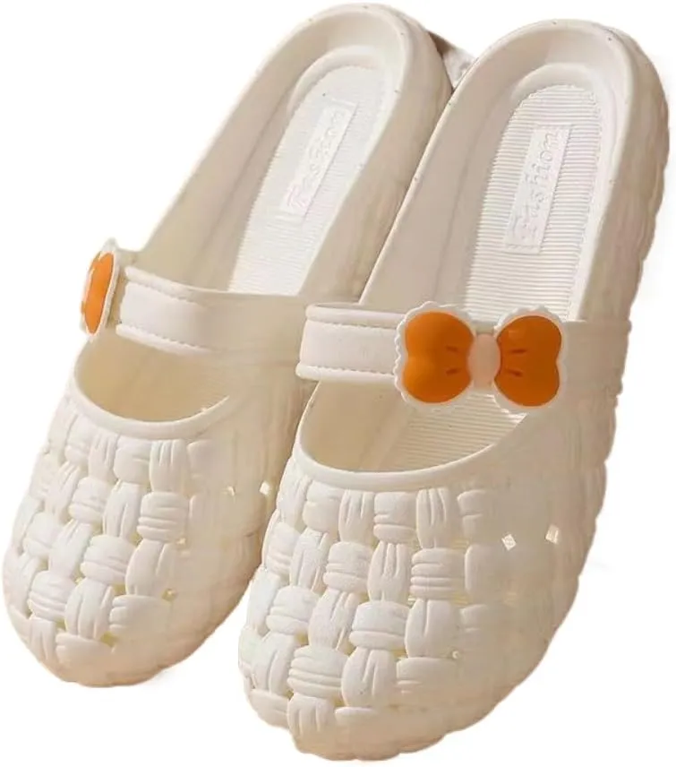 Korean Y2K Easy-Slip-on | Ins Home Trendy Hole Shoes for Every Scene | Clogs with Kawaii Bow Knots | Anti-Slip Sole Slippers for Bathroom Safety | OOTD Gift for Girls & Women
