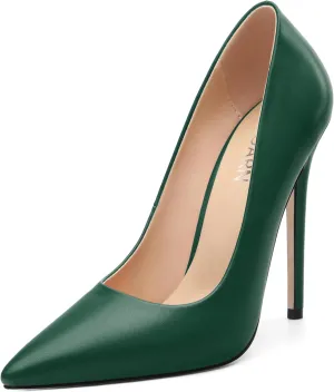 KUOARN Heels for Women Stiletto High Heel Pointed Closed Toe 4.7 Inch Slip on Pumps Sexy Dating Party Evening Dress Shoes