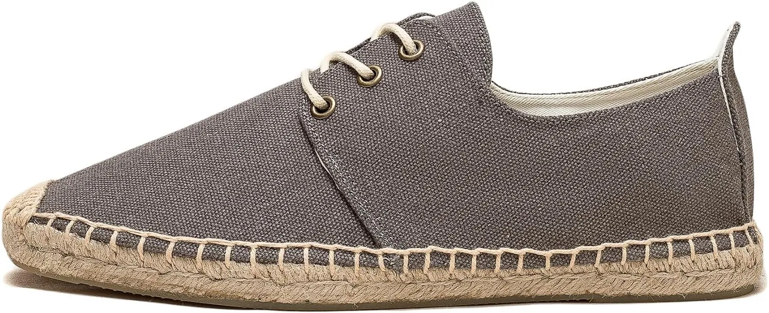 Lace-up Espadrilles for Men, Mens Sneakers Casual Comfy Linen Vegan Canvas Shoes Men's Flat Shoes for Summer,Spring,Autumn Any Scenario