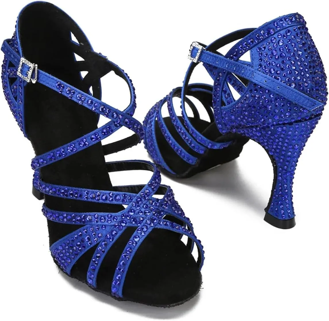 Ladies Navy & Red Contrast Sandals - Satin Rosettes for Themed Galas (8CM/3.15")