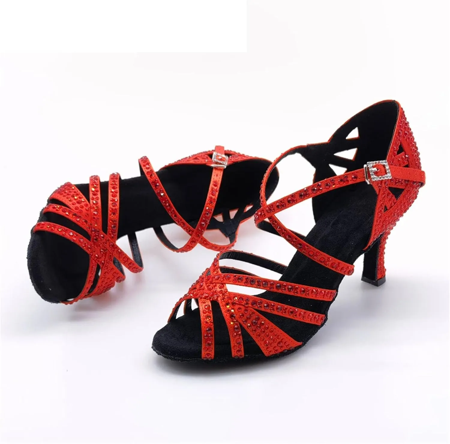 Ladies Navy & Red Contrast Sandals - Satin Rosettes for Themed Galas (8CM/3.15")