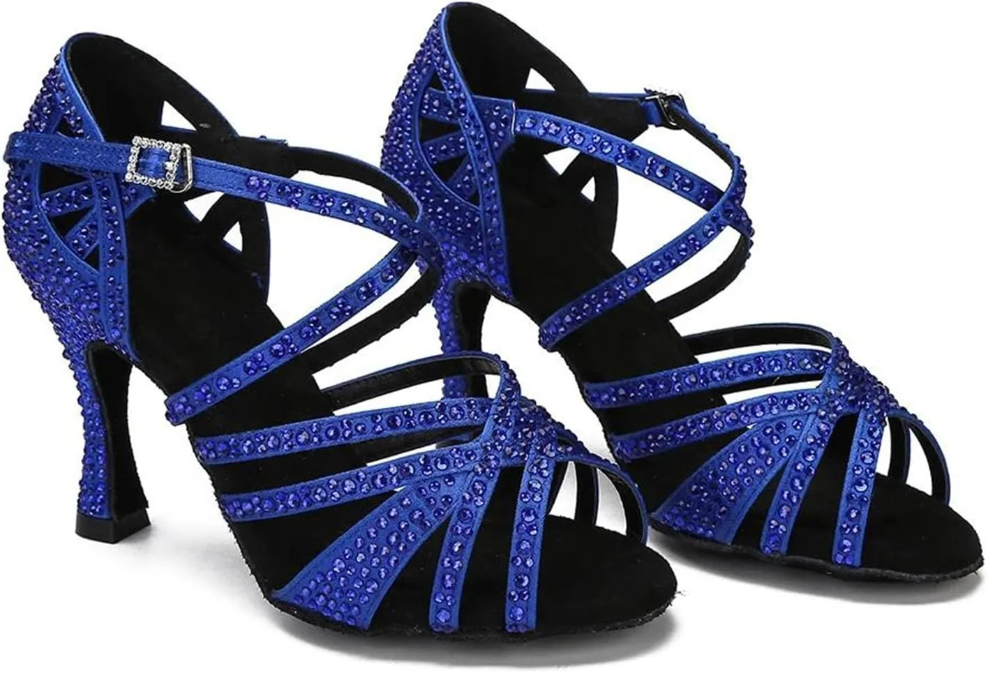 Ladies Navy & Red Contrast Sandals - Satin Rosettes for Themed Galas (8CM/3.15")