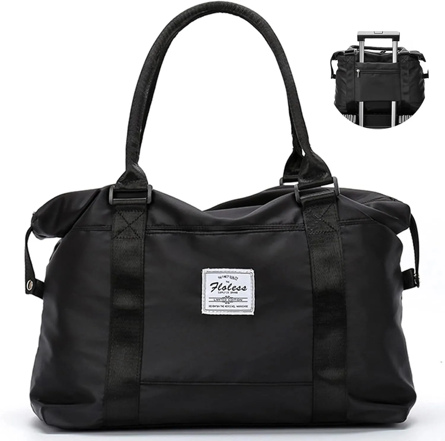 LANBX Travel Gym Bag for Women, Tote Bag Carry on Luggage Sport Duffle Weekender Overnight Bags with Wet Pocket (Black)