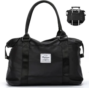 LANBX Travel Gym Bag for Women, Tote Bag Carry on Luggage Sport Duffle Weekender Overnight Bags with Wet Pocket (Black)