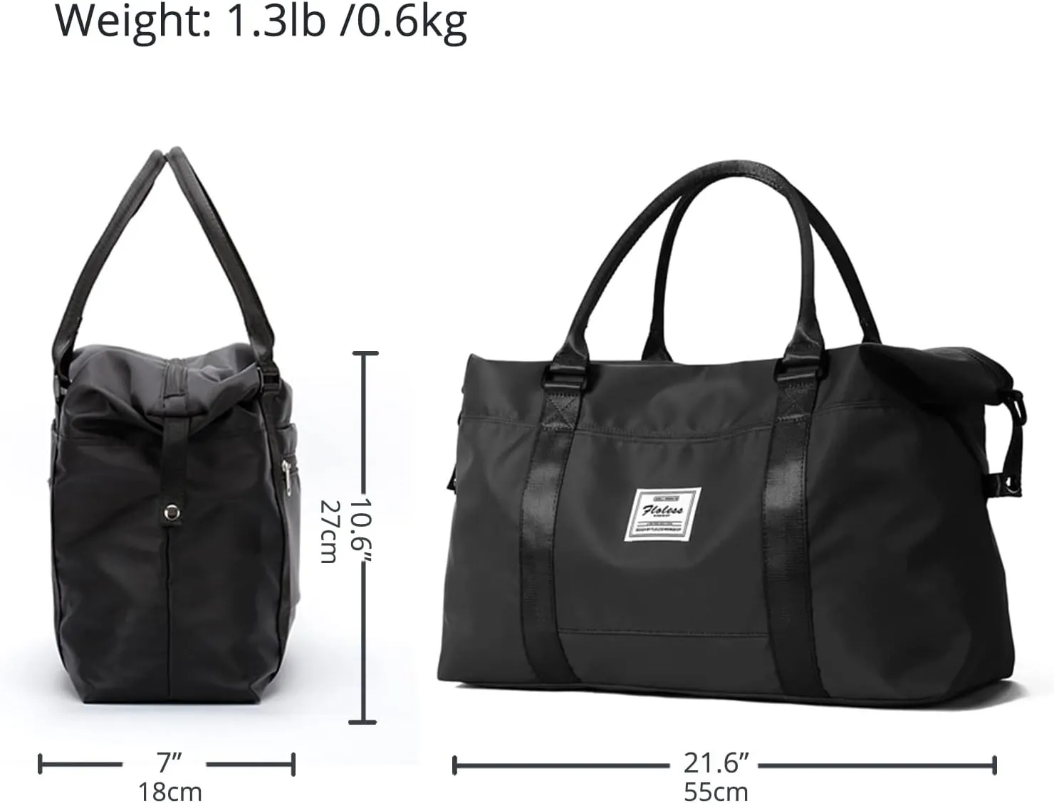 LANBX Travel Gym Bag for Women, Tote Bag Carry on Luggage Sport Duffle Weekender Overnight Bags with Wet Pocket (Black)