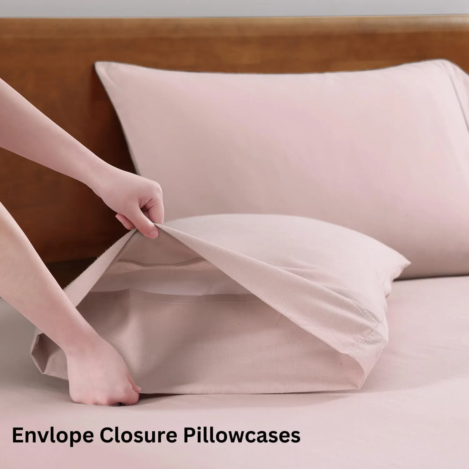 LANE LINEN 100% Organic Cotton King Size Sheets Set, Machine Washable Fully Elasticized Low Pill Fade Resistant Cotton Sheets, Soft & Comfy Percale Eco Friendly All Season sábanas King -Sepia Rose