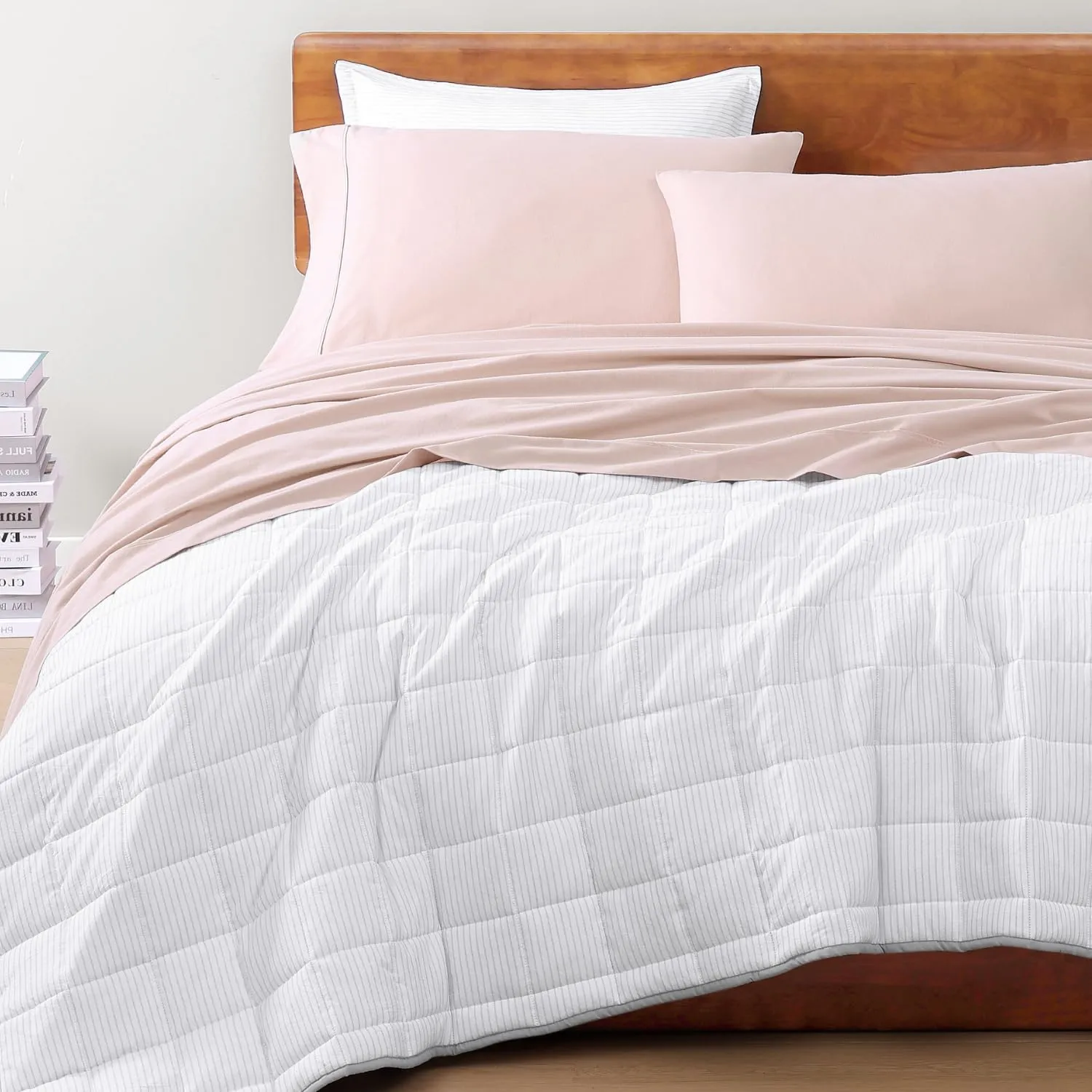 LANE LINEN 100% Organic Cotton King Size Sheets Set, Machine Washable Fully Elasticized Low Pill Fade Resistant Cotton Sheets, Soft & Comfy Percale Eco Friendly All Season sábanas King -Sepia Rose