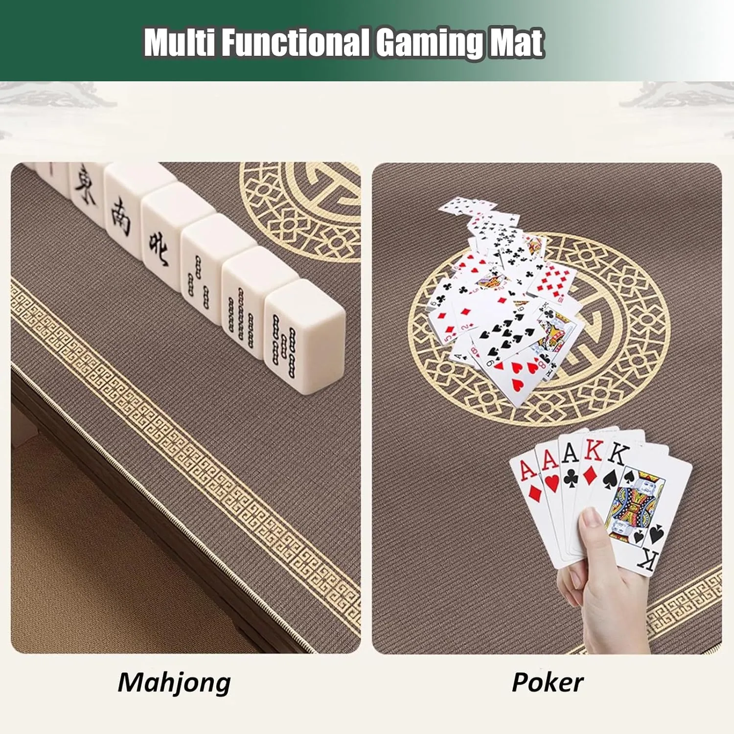 Large Mahjong Mat Table Cover for Home and Chess Room, Anti Slip Noise Reduction Tablecloth for Poker Card and Board Games, with Carrying Bag(90 cm/35.43 in)
