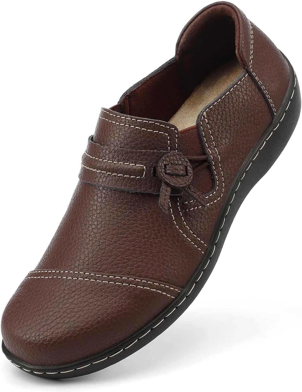 LAZYPOP Women's Classic Comfort Leather Loafers Cute Slip-Ons Casual Dress Shoes Lightweight Walking Flats Everyday Work Shoes
