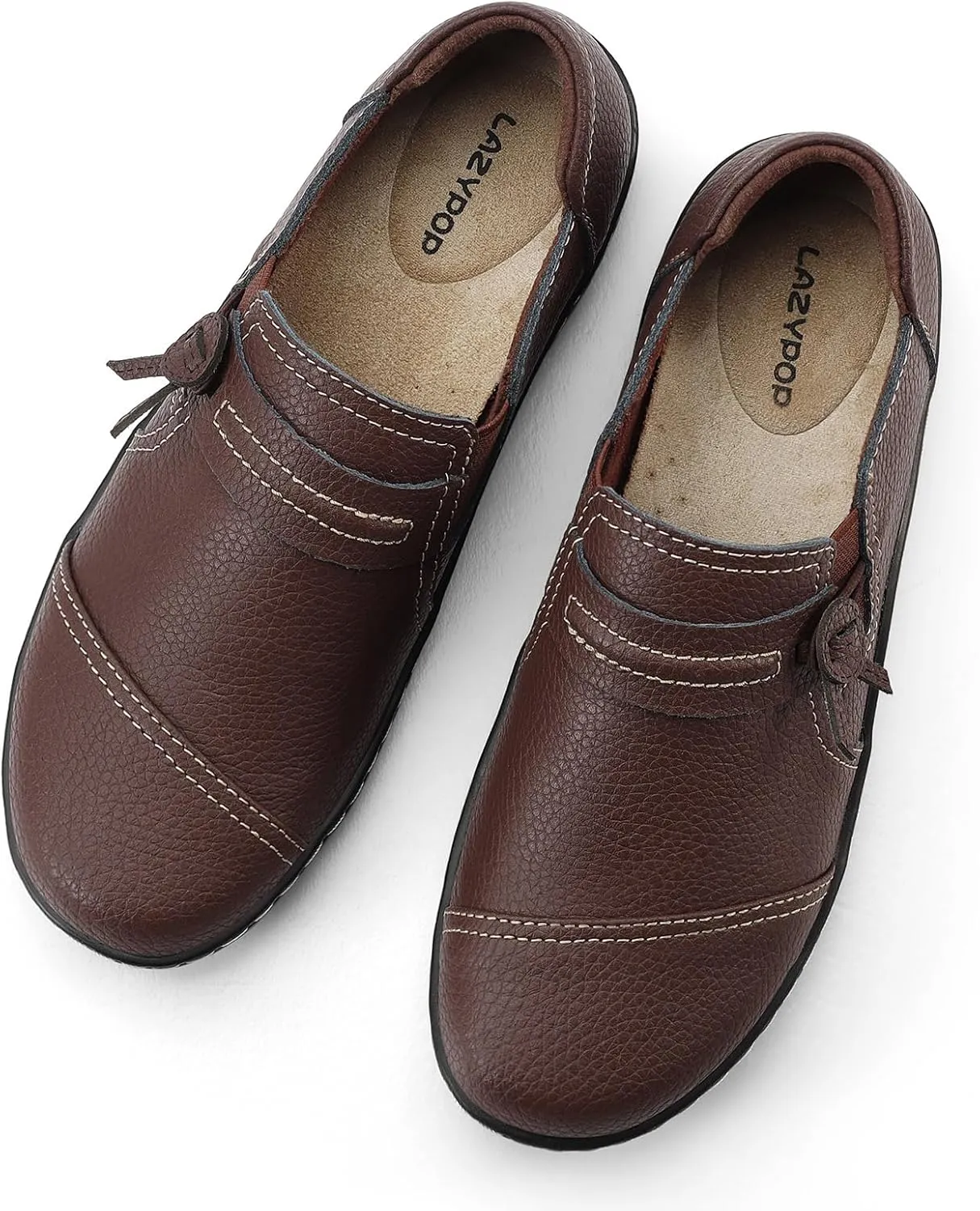 LAZYPOP Women's Classic Comfort Leather Loafers Cute Slip-Ons Casual Dress Shoes Lightweight Walking Flats Everyday Work Shoes