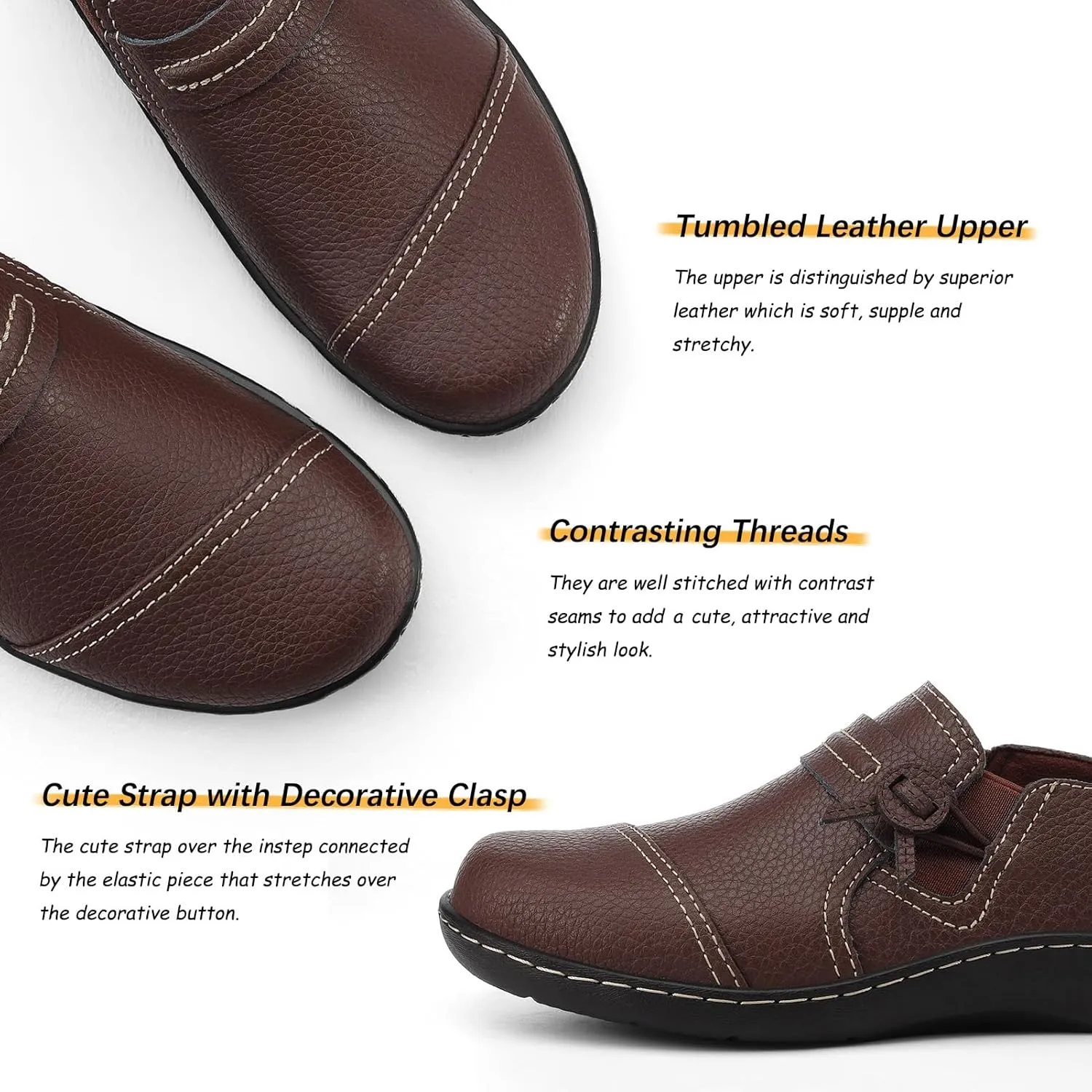 LAZYPOP Women's Classic Comfort Leather Loafers Cute Slip-Ons Casual Dress Shoes Lightweight Walking Flats Everyday Work Shoes