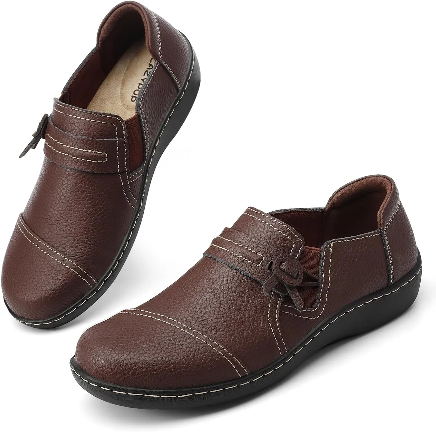 LAZYPOP Women's Classic Comfort Leather Loafers Cute Slip-Ons Casual Dress Shoes Lightweight Walking Flats Everyday Work Shoes