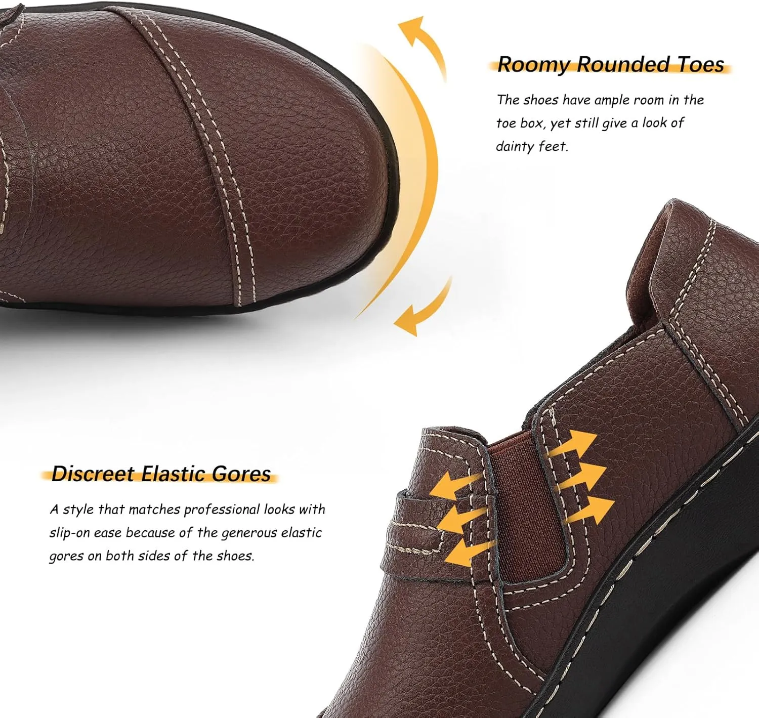 LAZYPOP Women's Classic Comfort Leather Loafers Cute Slip-Ons Casual Dress Shoes Lightweight Walking Flats Everyday Work Shoes