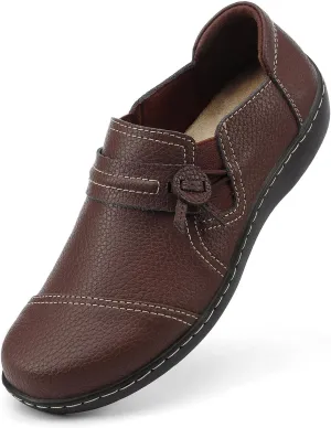 LAZYPOP Women's Classic Comfort Leather Loafers Cute Slip-Ons Casual Dress Shoes Lightweight Walking Flats Everyday Work Shoes