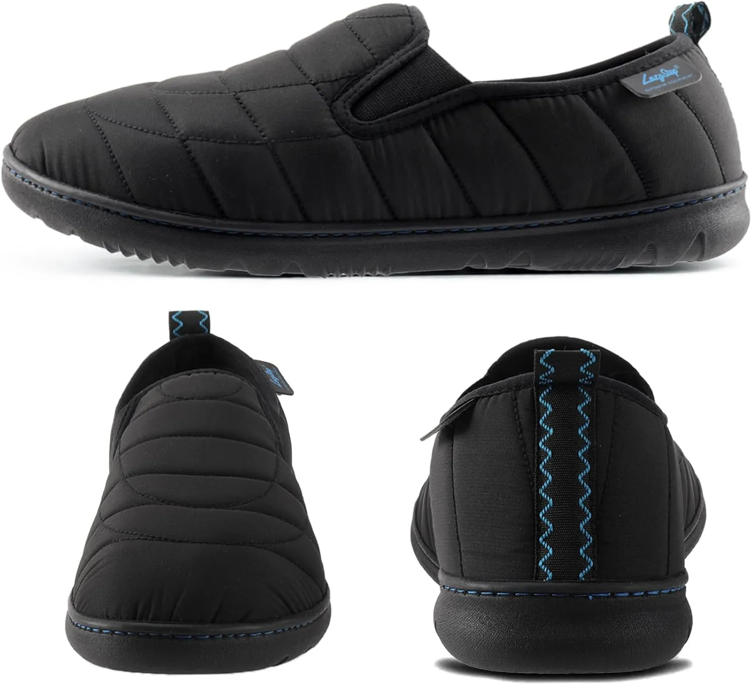 LazyStep Men's Loafer Slippers with Memory Foam and Indoor Outdoor House Shoes