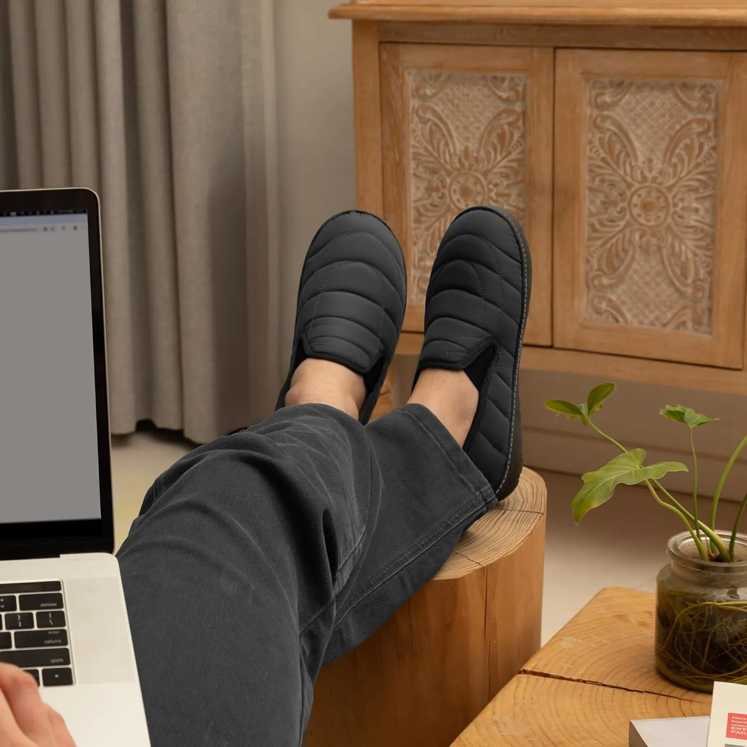LazyStep Men's Loafer Slippers with Memory Foam and Indoor Outdoor House Shoes