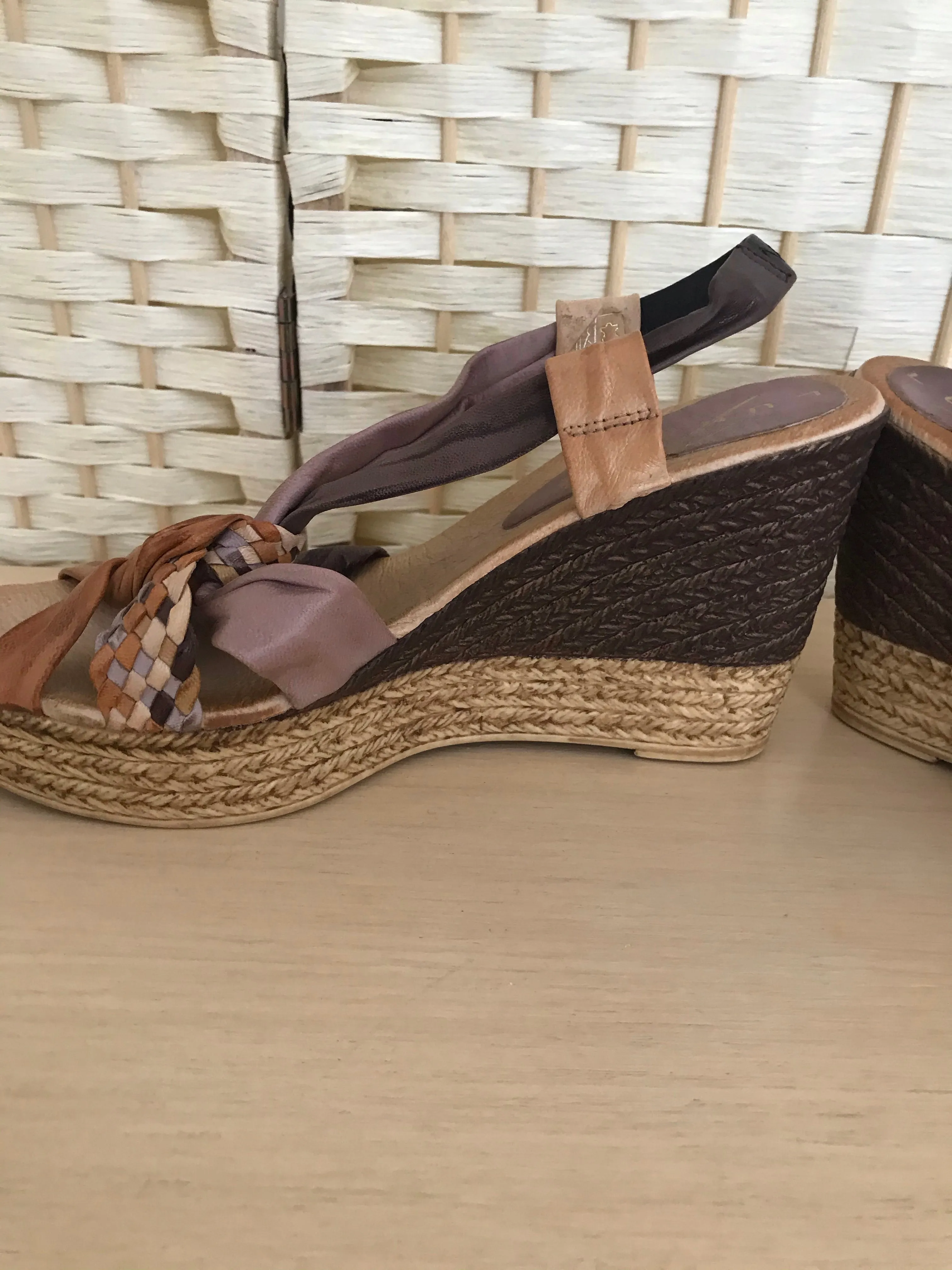 Leather High Wedge Sandal - Size 7 only -REDUCED
