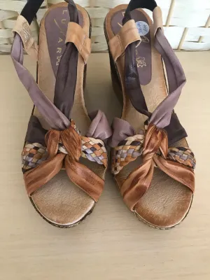 Leather High Wedge Sandal - Size 7 only -REDUCED