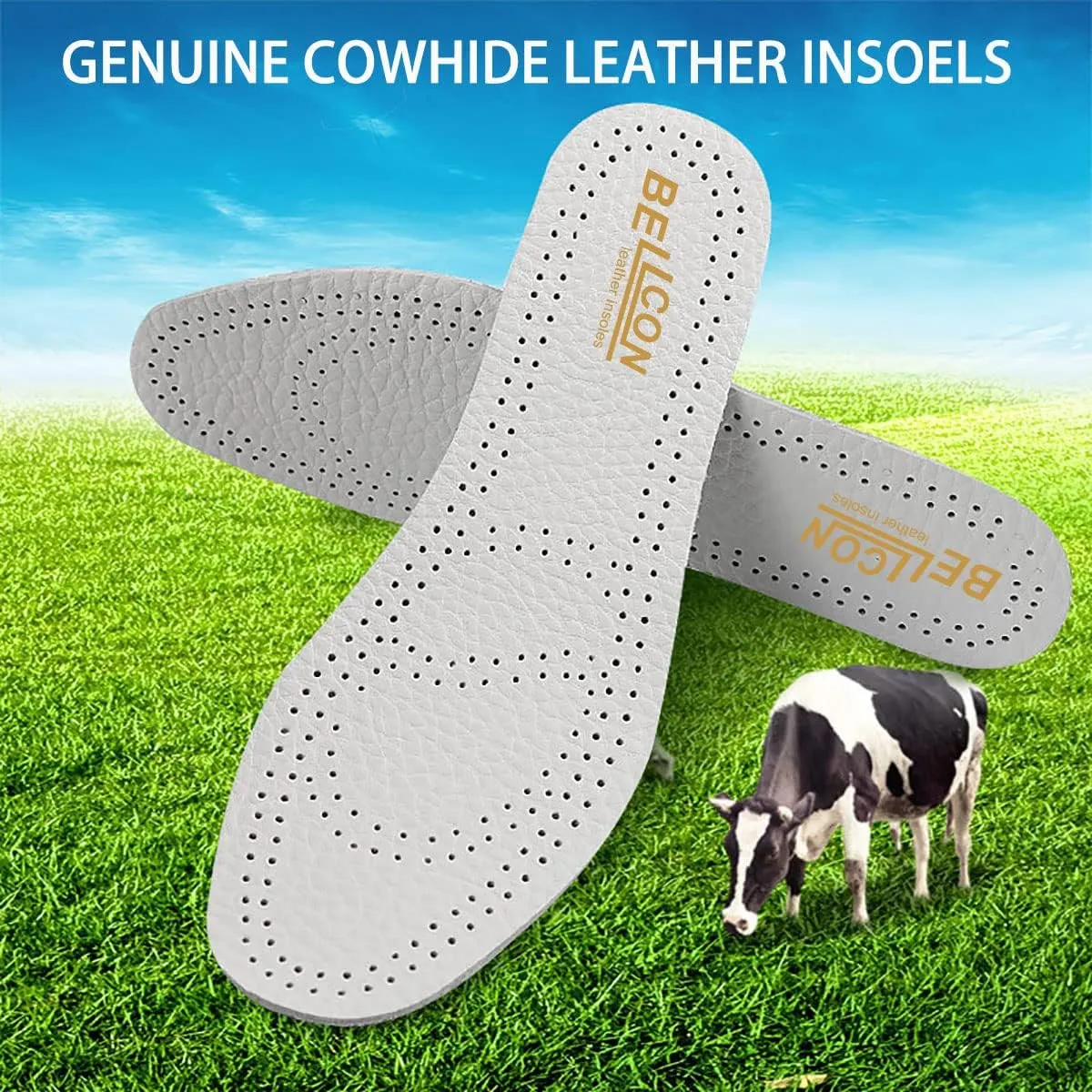 Leather Insoles for Women Black Leather Inserts for Womens Thin Nonslip Shoe Pads for Boots Comfort Cushioning Sandal Insoles for Flats (3 Pairs/Womens US 7-7.5)
