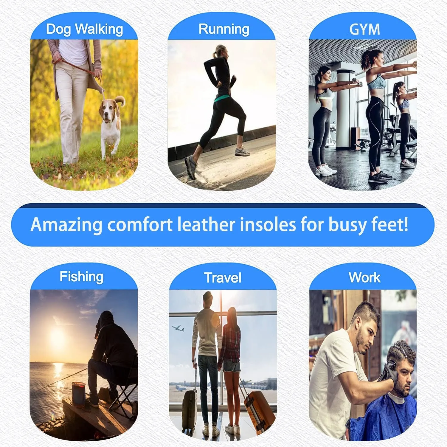 Leather Insoles for Women Black Leather Inserts for Womens Thin Nonslip Shoe Pads for Boots Comfort Cushioning Sandal Insoles for Flats (3 Pairs/Womens US 7-7.5)