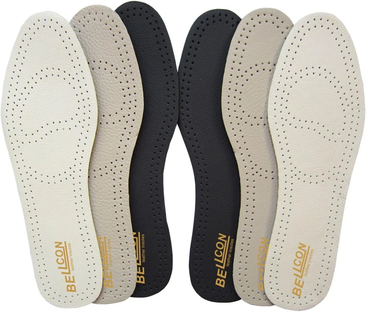 Leather Insoles for Women Black Leather Inserts for Womens Thin Nonslip Shoe Pads for Boots Comfort Cushioning Sandal Insoles for Flats (3 Pairs/Womens US 7-7.5)