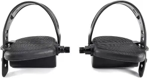 Left and Right Foot Pedal Pair Set – Black | Recumbent Exercise Bike Pedals with Adjustable Straps | 1/2" Spindle Thread Size | Works with Ree.bok Cycle Plus CP3000