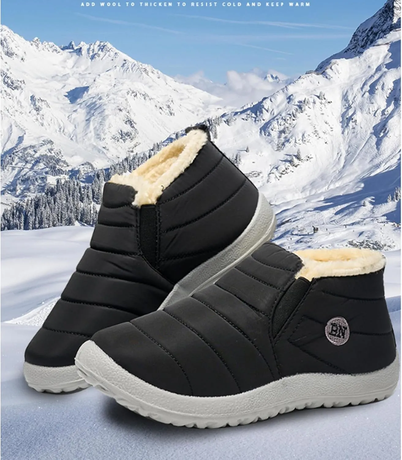 LELEBEAR Vyral Waterproof Winter Boots,Womens Winter Snow Boots Fur Lined Warm Shoes Ankle Boots Slip on