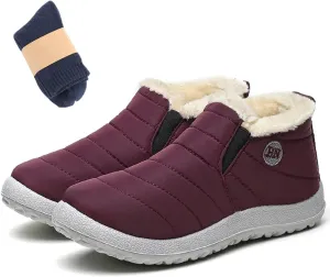 LELEBEAR Vyral Waterproof Winter Boots,Womens Winter Snow Boots Fur Lined Warm Shoes Ankle Boots Slip on