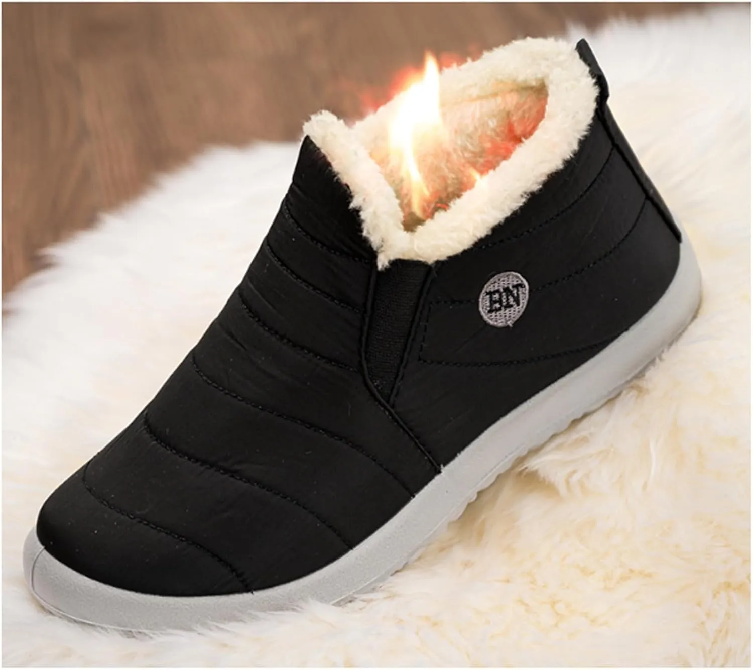 LELEBEAR Vyral Waterproof Winter Boots,Womens Winter Snow Boots Fur Lined Warm Shoes Ankle Boots Slip on