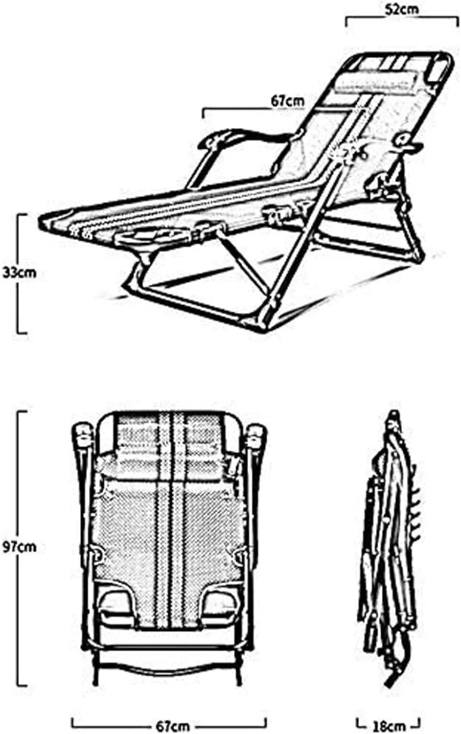 Lightweight Camping Chairs Loungers Folding Chair Deck Chair Recliner,Folding Lounge Chair - Office Sleep Multi-Function Adjustable Backrest Portable Beach Lazy Lounger/C