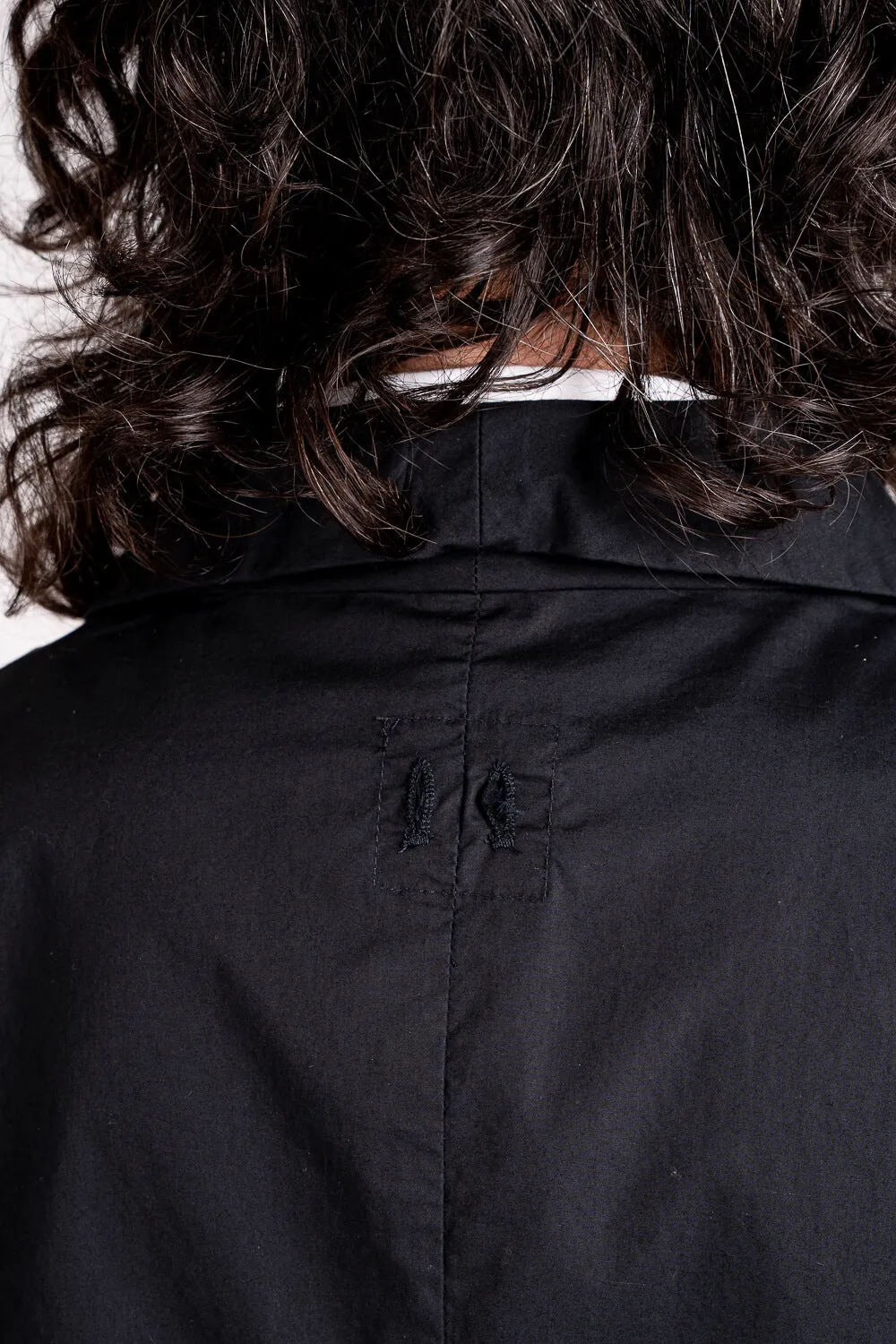 Lightweight Cotton Mandarin Collar Blazer Black