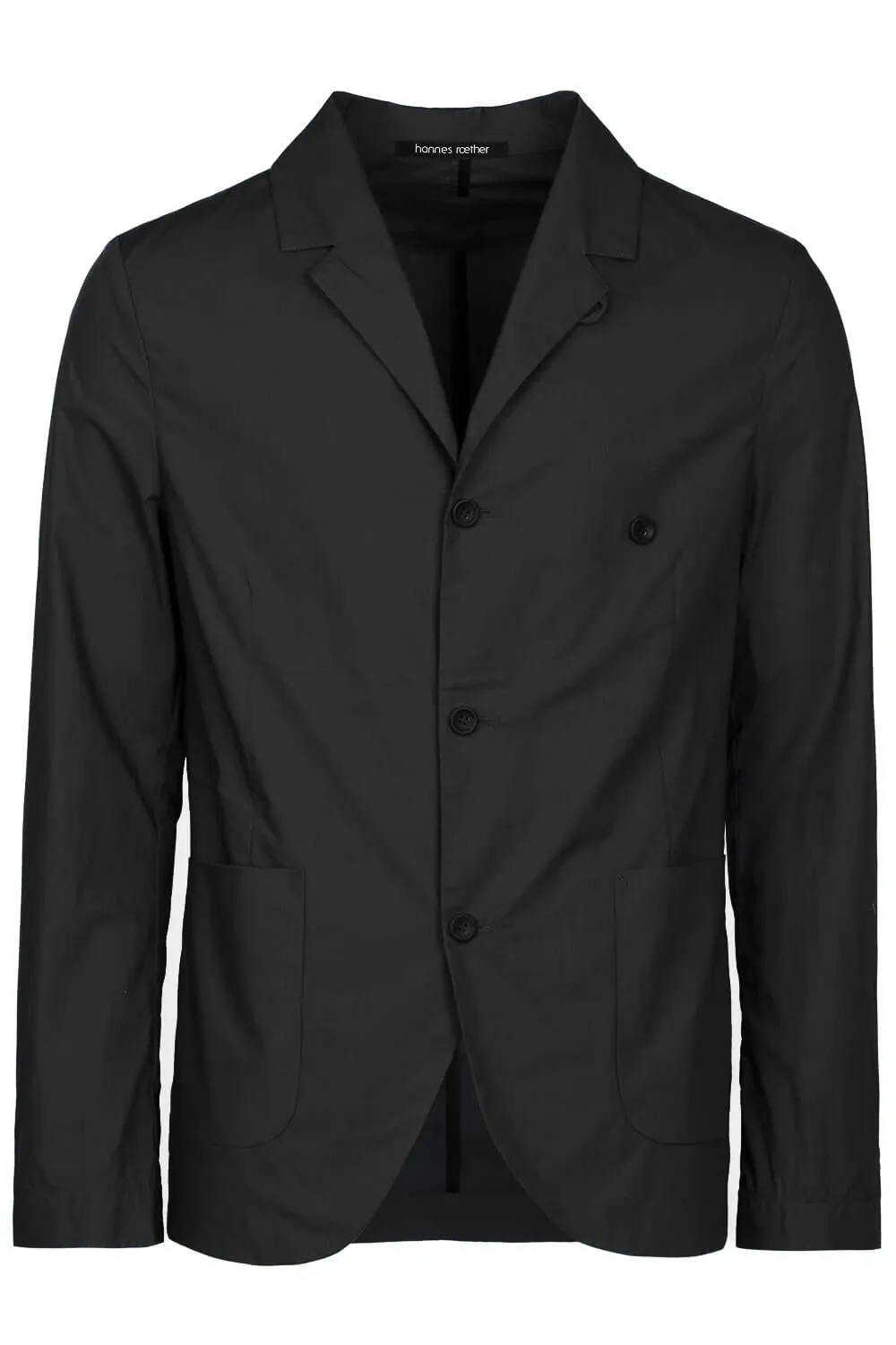 Lightweight Cotton Mandarin Collar Blazer Black