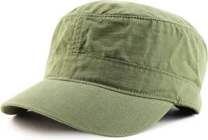 Lightweight Cotton Ripstop Fitted Army Style Flat Top Cap