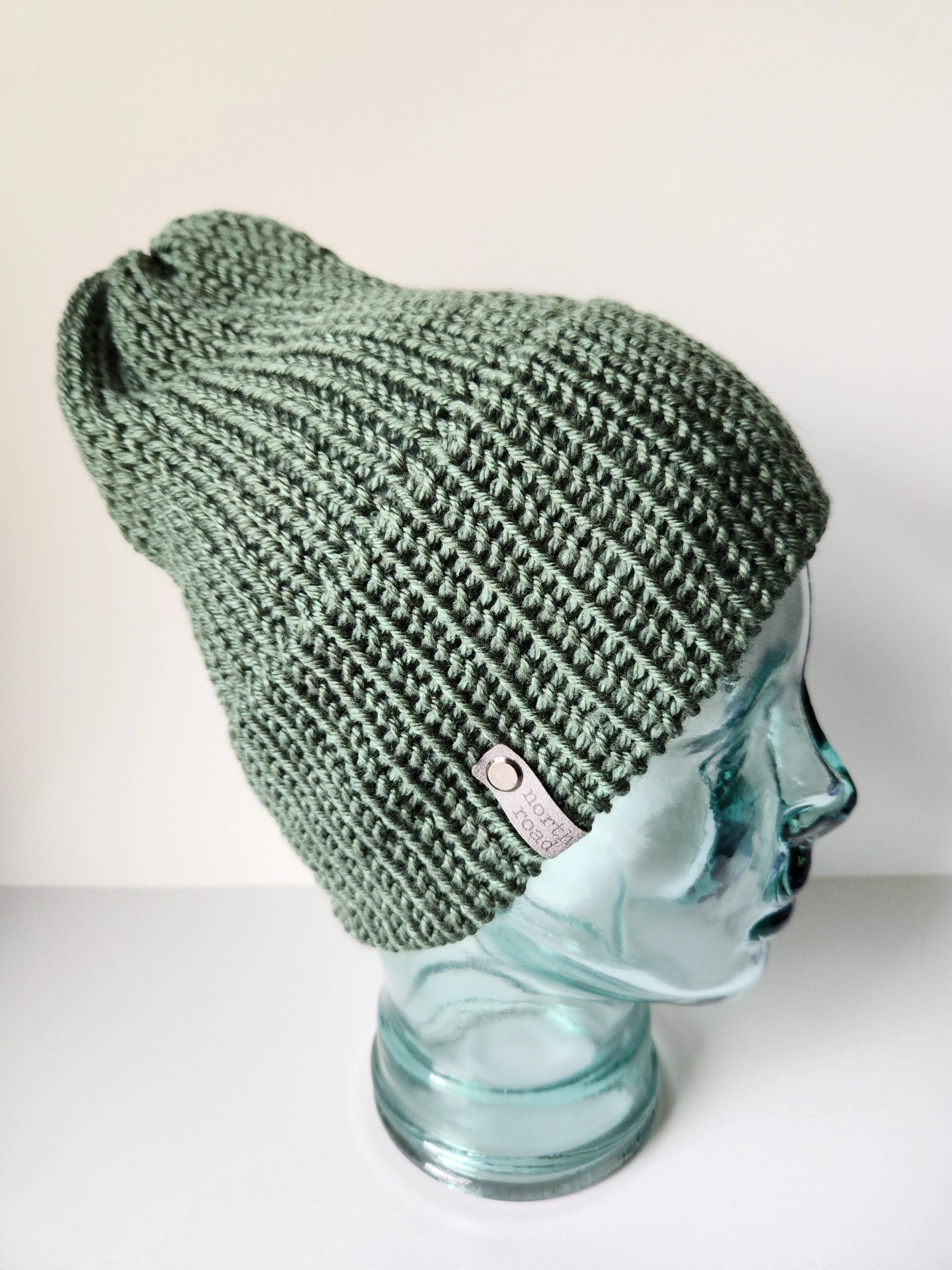 Lightweight Hat, Folded Double Brim Wool Free, Dark Sage Green